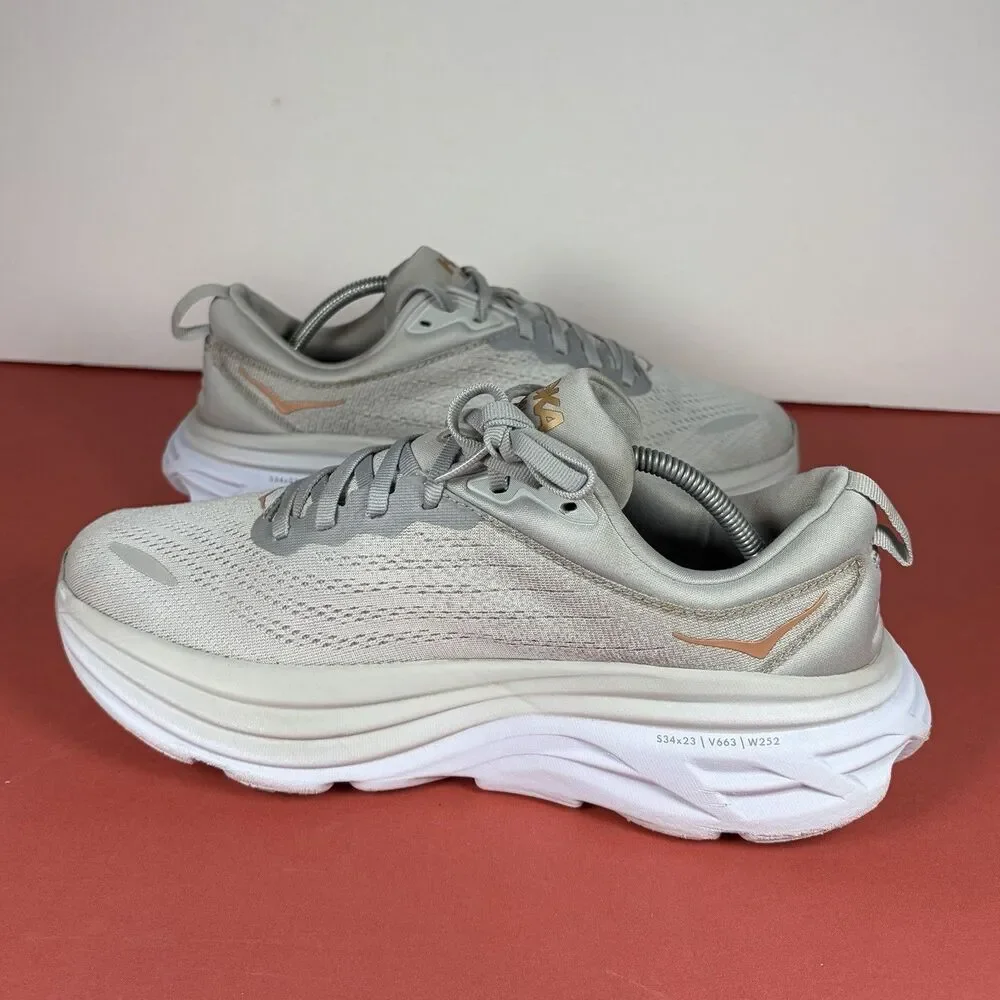 Hoka One One Bondi 8 1127952-HMLR Womens US 9 Running Shoes Gray Mesh Sneakers